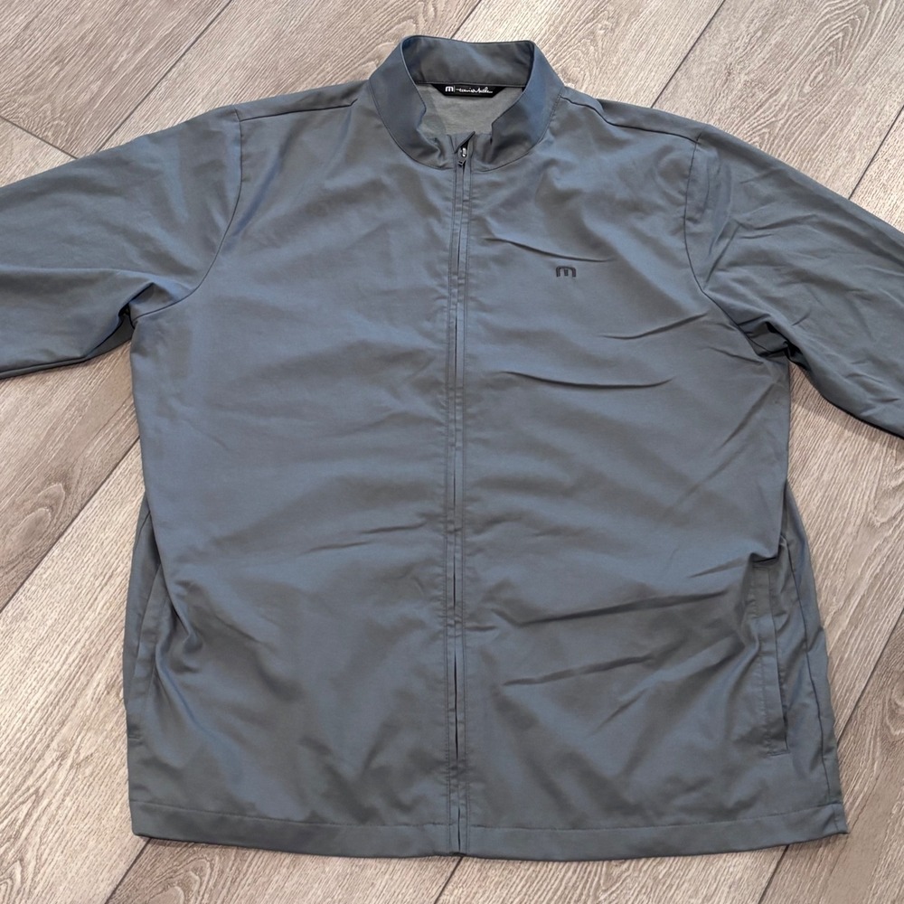 Travis Mathew Golf Jacket Men XXL Gray Full Zip Performance Windbreaker Preppy